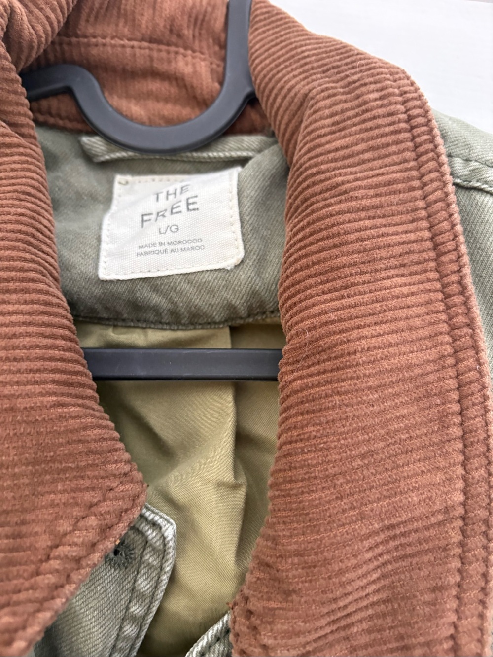 We The Free Olive Green Field Jacket with Brown Corduroy Collar - Picture 2 of 2